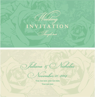 retro floral wedding invitation cards vector