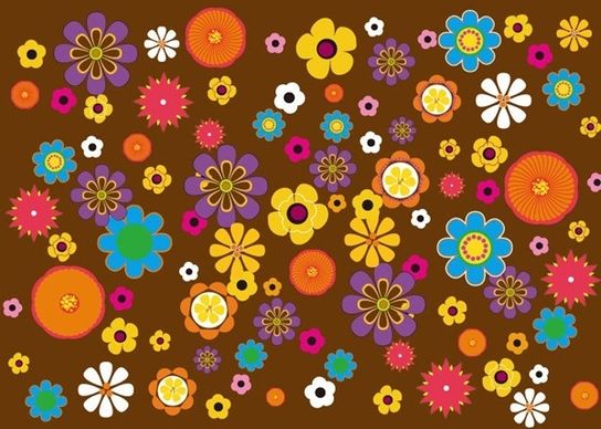 retro flowers pattern vector