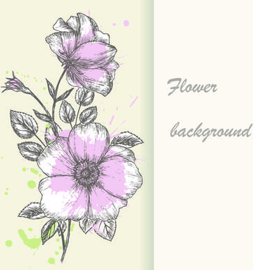retro hand drawn flowers background design