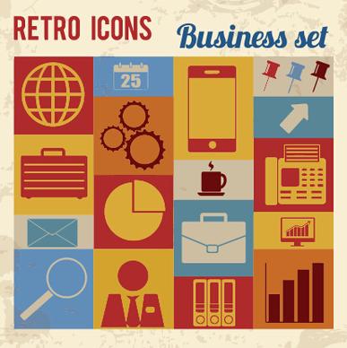 retro icons business vector
