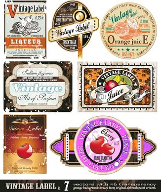 vintage labels templates colorful shapes design fruits decor