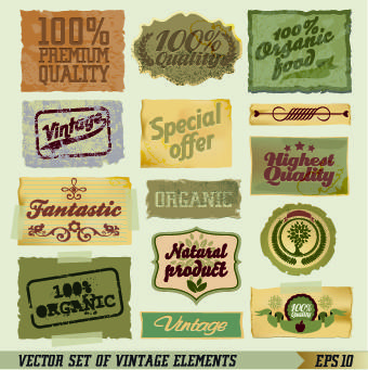 retro labels and accessories vector set