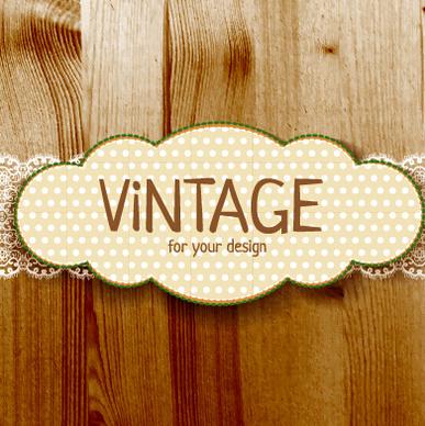 retro lace with wooden background vector