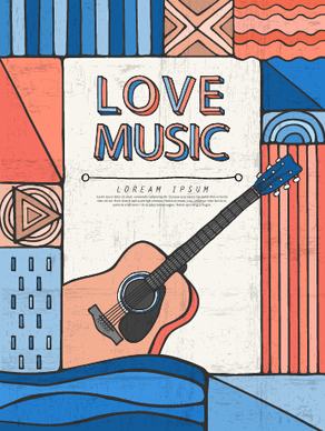 retro music concert flyer cover design vector