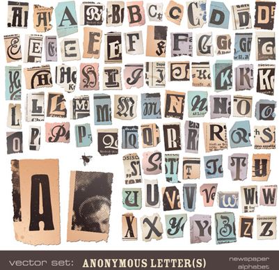 retro newspaper alphabet vector graphics