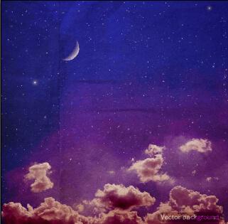 retro night sky vector background