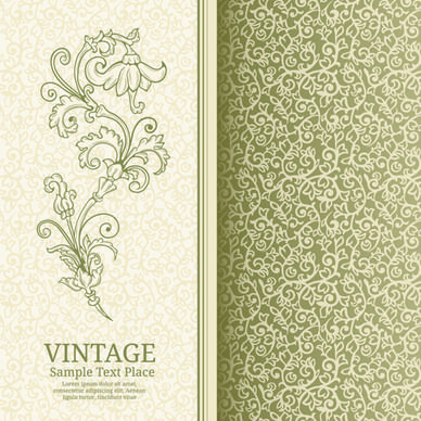 retro ornate floral vector card