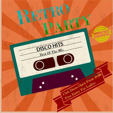 retro party poster vintage tape and ribbon design