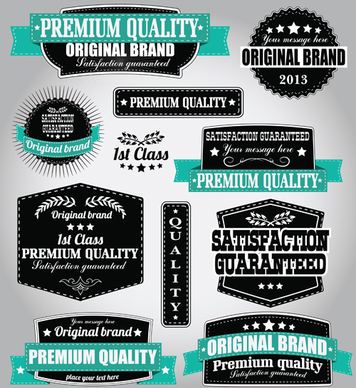 retro premium quality labels with ribbon vector