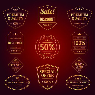 retro premium quality sale labels vector set