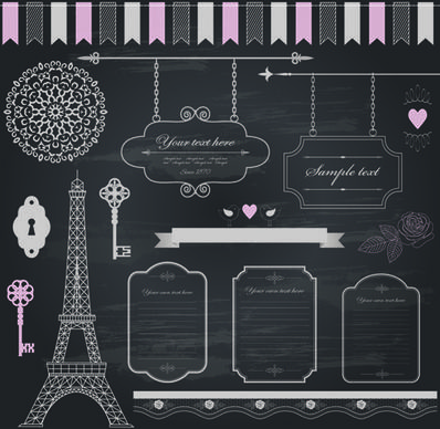 retro ribbon with border and frame ornaments vector