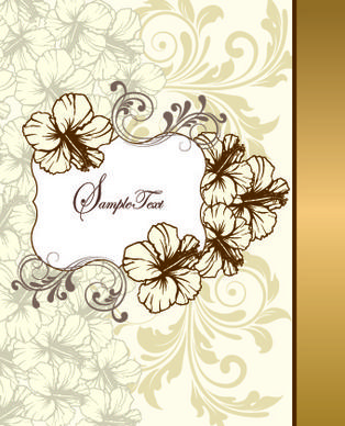 retro style floral ornament invitation card vector