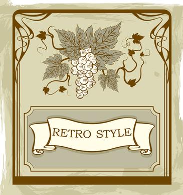 retro style grape wine background vector