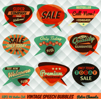 retro style speech bubble labels