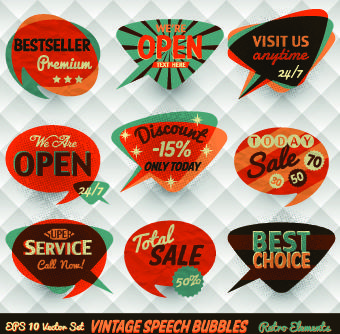 retro style speech bubble labels