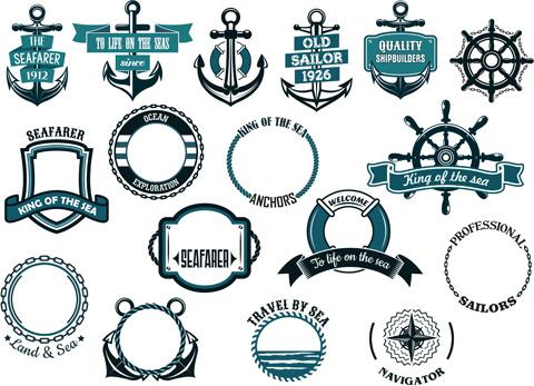 retro styles nautical labels vector