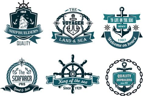 retro styles nautical labels vector