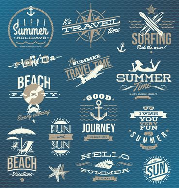 retro summer beach mark vector