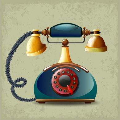 retro telephone icon shiny 3d multicolored design