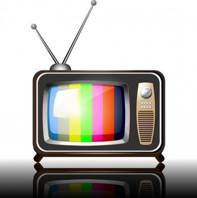 retro television icon multicolored shiny design