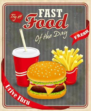 retro vintage fast food poster design vector