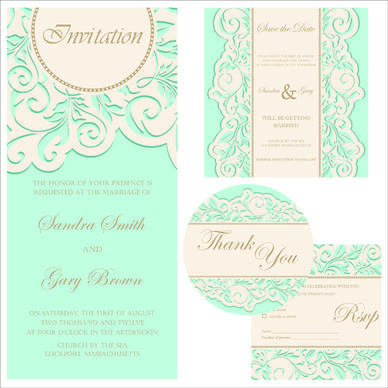retro wedding invitation cards design