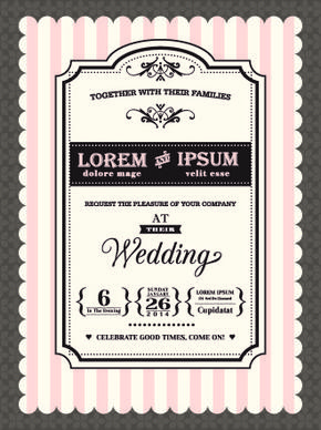retro wedding invitations cards design vector