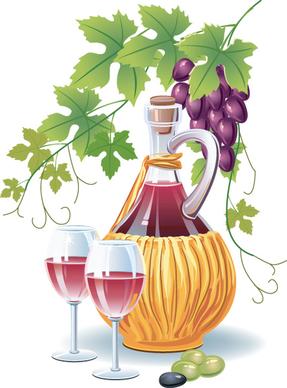 retro wine and food design vector