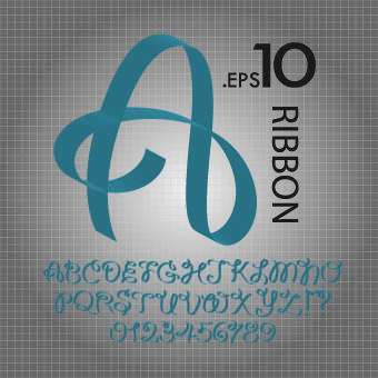 ribbon alphabet font design vector