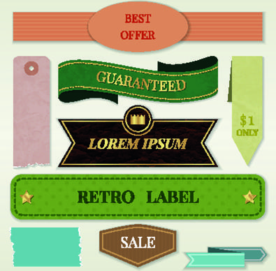 ribbon and label retro design vector graphics