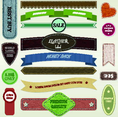 ribbon and label retro design vector graphics