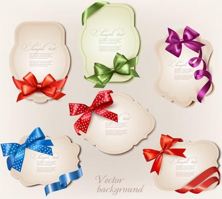 ribbon bow holiday labels design vector