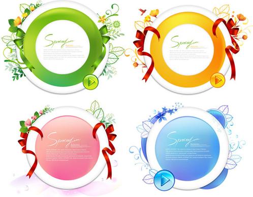 ribbon flowers round vector