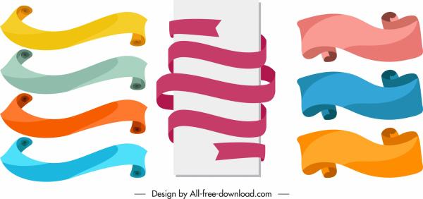 ribbon templates classic colorful curled shapes