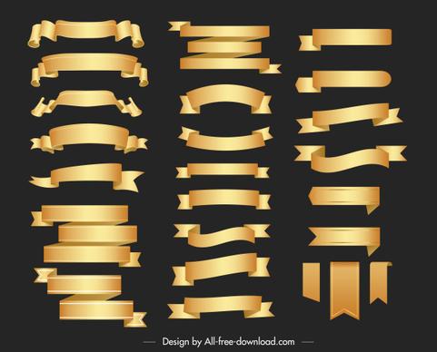 ribbon templates collection shiny elegant golden shapes