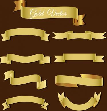 ribbons template collection 3d shiny golden design