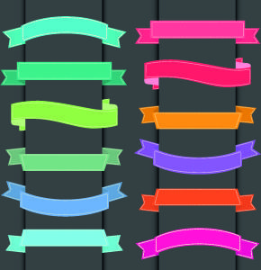 ribbons with labels retro style vector
