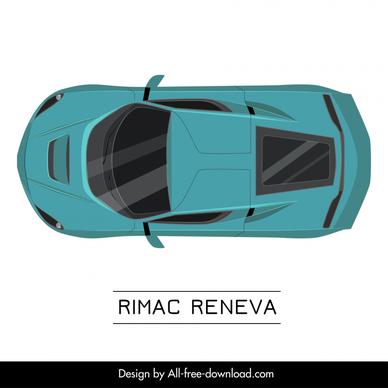 rimac reneva car model advertising template modern symmetric top view design 