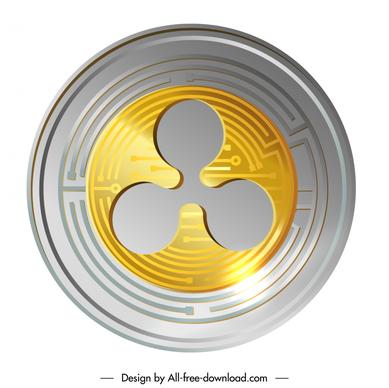 ripple coin sign icon shiny luxury golden design