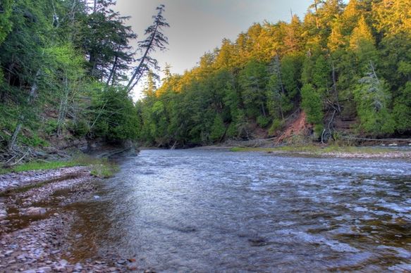 river at presque isle at porcupine mountains state park michigan