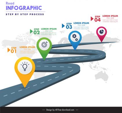 road infographic design elements 3d street navigation world map
