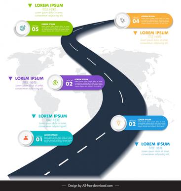 road infographic template modern 3d world map decor