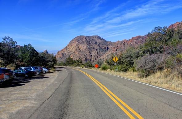 road into the chisos mountains at big bend national park texas