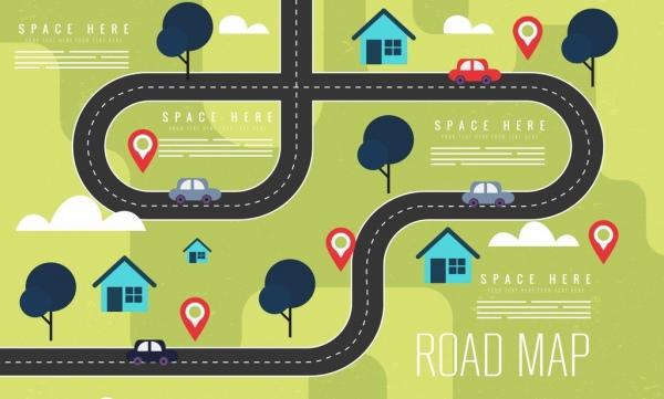 road map background colored flat design