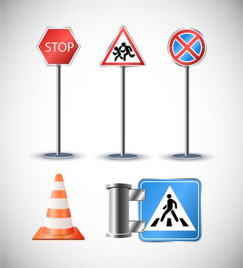 road traffic symbol icons illustration with colored style