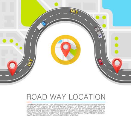 road way location navigation template vector