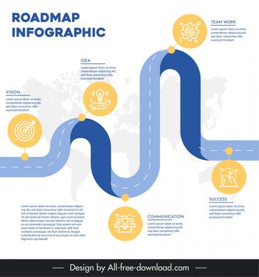 roadmap infographic template 3d curved roads