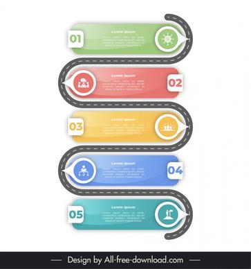 roadmap infographic template flat  symmetric curved road