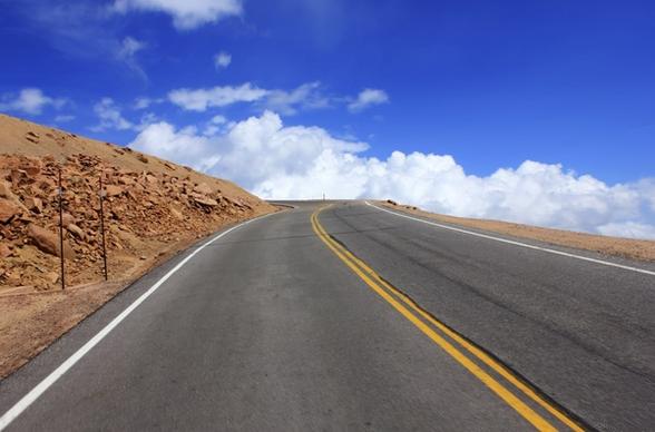 roadway and blue sky at pikes peak colorado