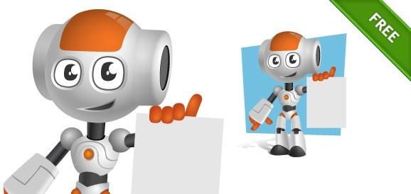 robot vector character holding a note